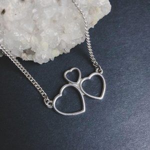 Avon Open Hearts Minimal Silver Chain Necklace